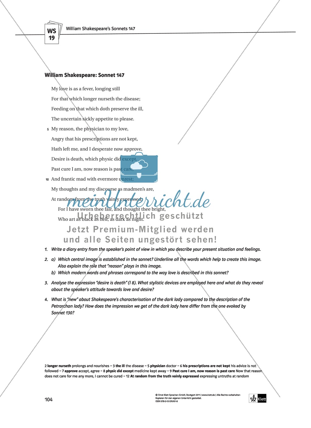 Skills: Analysing Shakespearean Sonnets: Stylistic Devices, Lernziele + Aufgaben + Lösungen Preview 34
