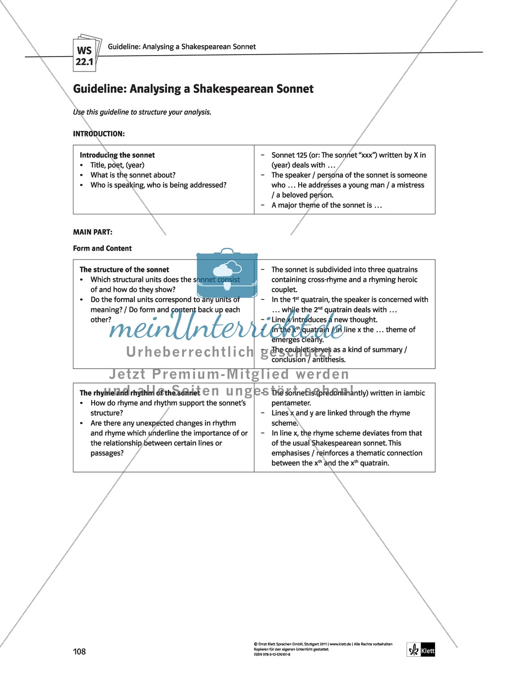 Skills: Analysing Shakespearean Sonnets: Stylistic Devices, Lernziele + Aufgaben + Lösungen Preview 38