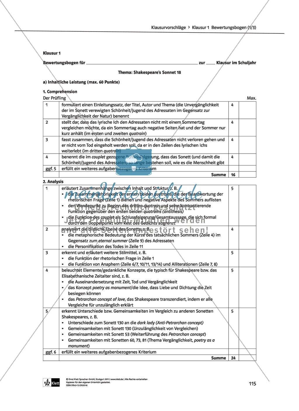 Skills: Analysing Shakespearean Sonnets: Stylistic Devices, Lernziele + Aufgaben + Lösungen Preview 45