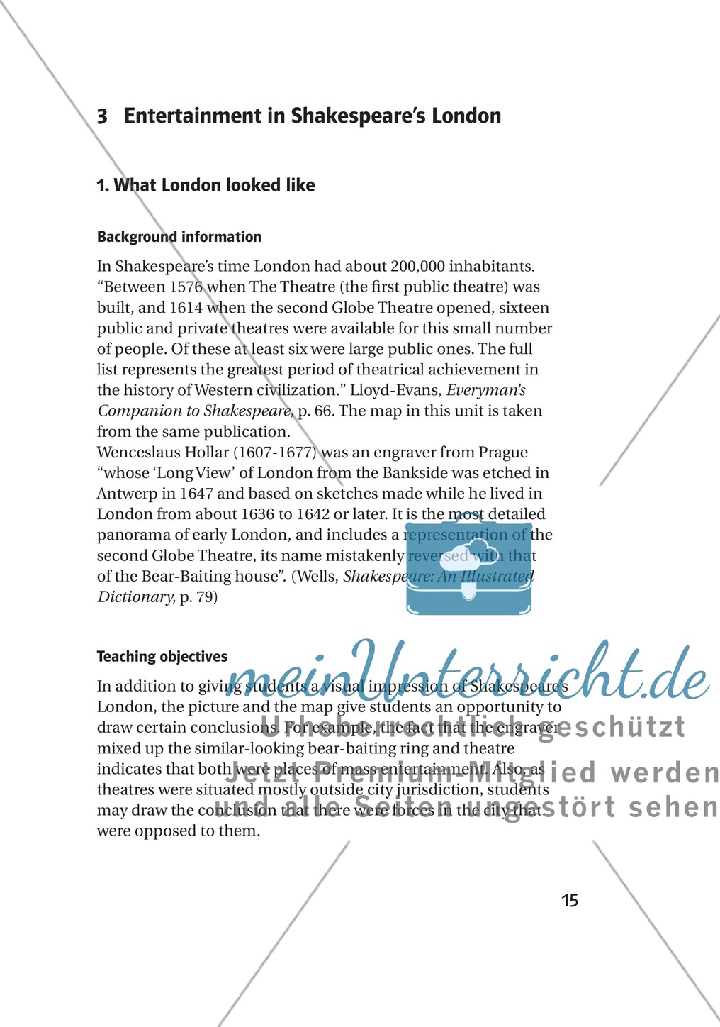 Entertainment in Shakespeare's London: London im 16. und 17. Jahrhundert Preview 1