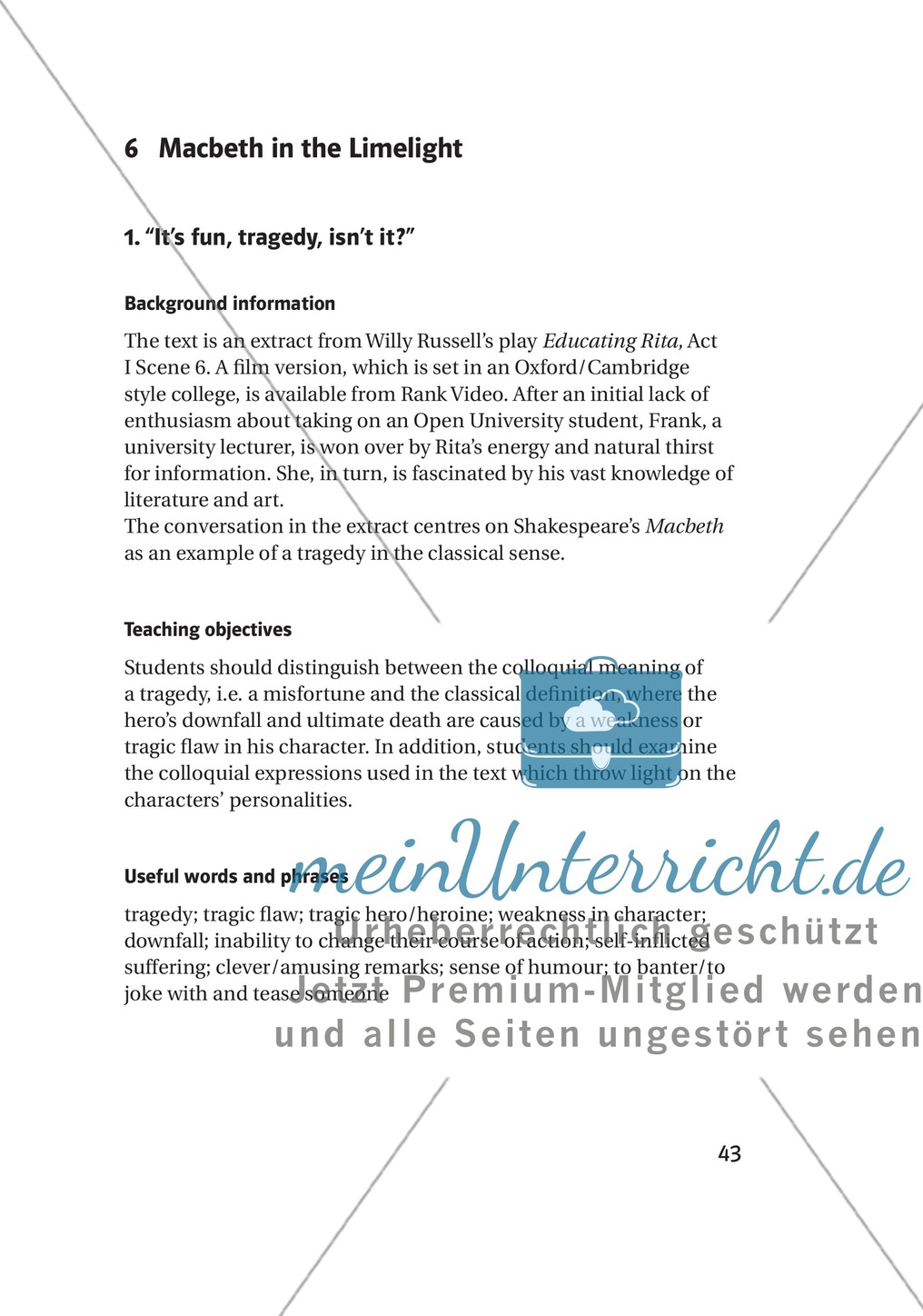 Macbeth in the Limelight: Shakespeare's Macbeth + Lernziele + Tipps Preview 1