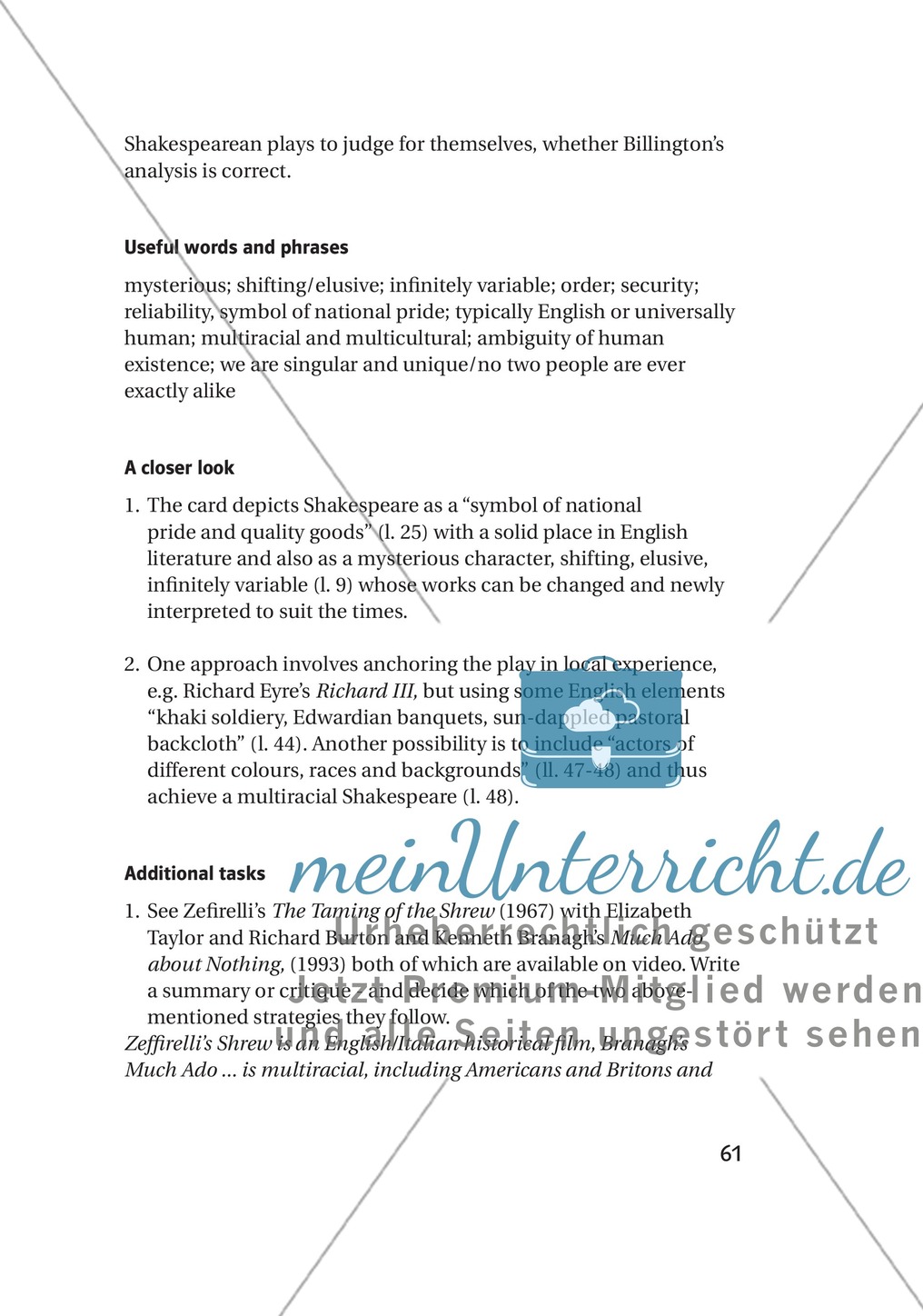 Shakespeare Today: Shakespeare's Bedeutung heute + Lernziele + Tipps Preview 8