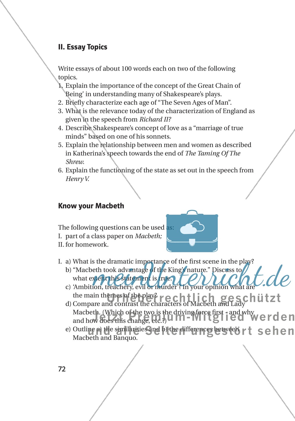 Additional Material: Unterrichtsmaterialien zu William Shakespeare Preview 10