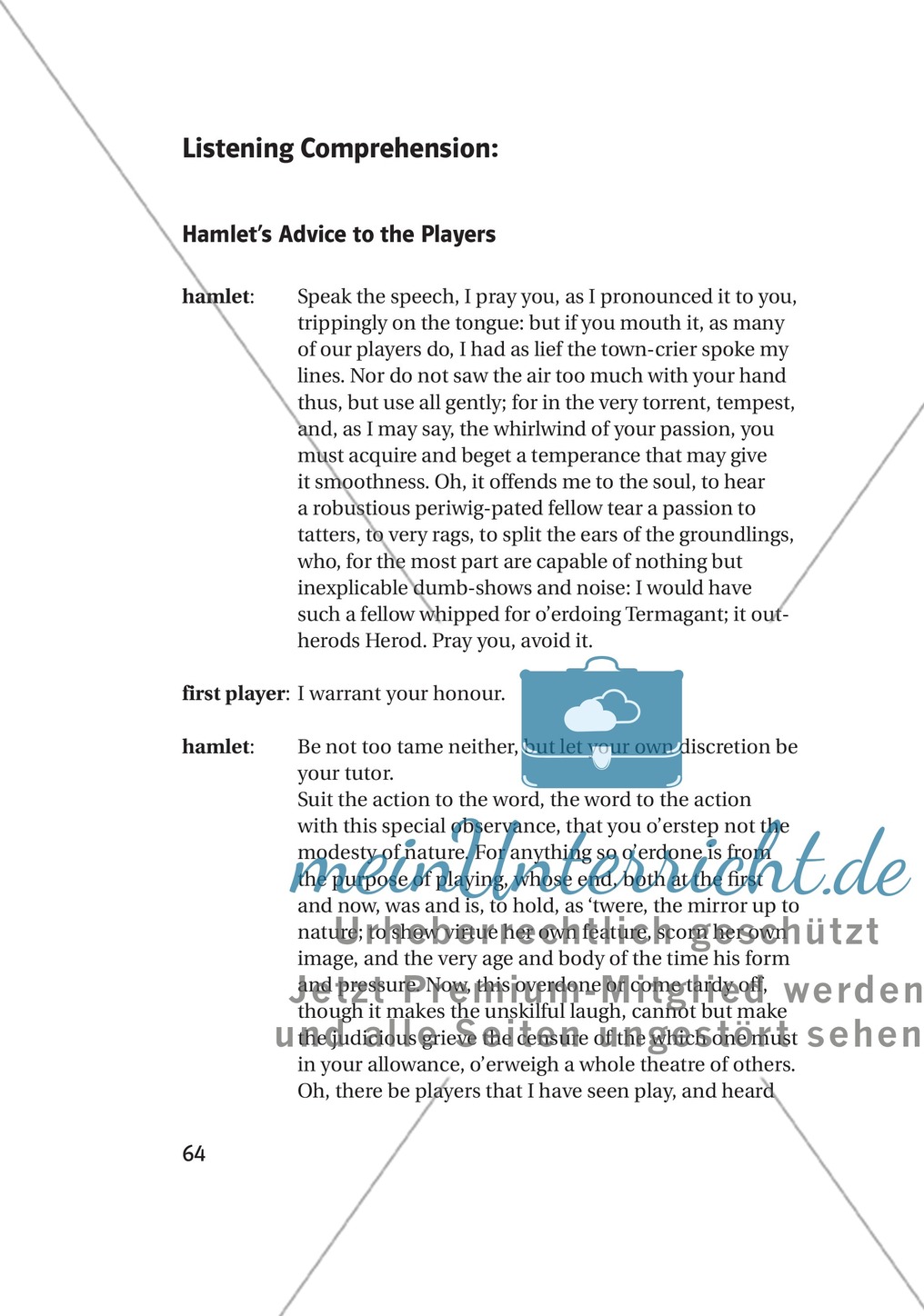 Additional Material: Unterrichtsmaterialien zu William Shakespeare Preview 2
