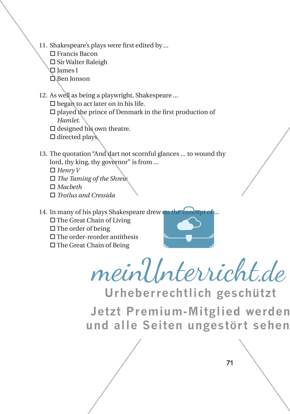 Additional Material: Unterrichtsmaterialien zu William Shakespeare Preview 9