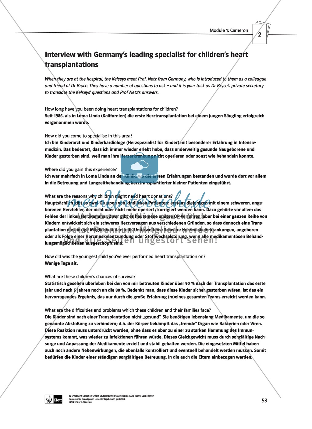 Cameron as the main character: Direct and indirect characterisation. Mit didaktischen Anmerkungen, Kopiervorlagen, Vokabelanmerkungen und Lösungsvorschlägen. Preview 11