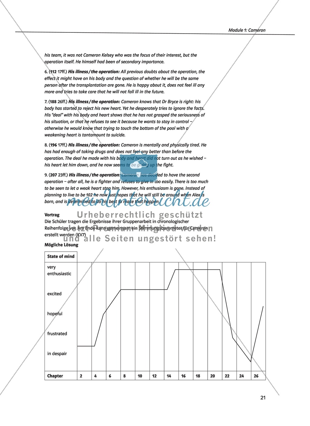 Cameron as the main character: Direct and indirect characterisation. Mit didaktischen Anmerkungen, Kopiervorlagen, Vokabelanmerkungen und Lösungsvorschlägen. Preview 6