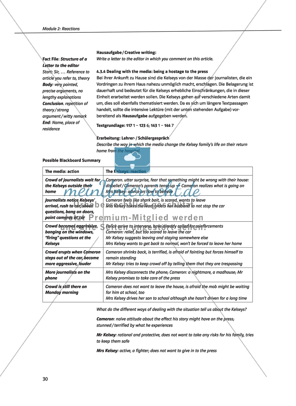 Reactions on transplantation: Schulkameraden, Freunde, die Medien und Tierrechtsorganisationen im Vergleich. Mit didaktischen Anmerkungen, Kopiervorlagen, Vokabelanmerkungen und Lösungsvorschlägen. Preview 6