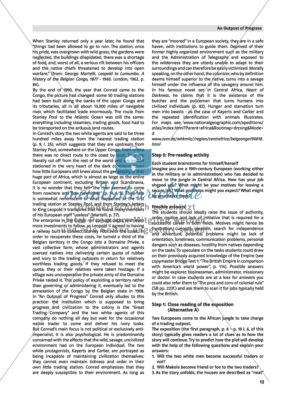 Caught between Cultures - Pre-Reading activity and analysis of the exposition of
