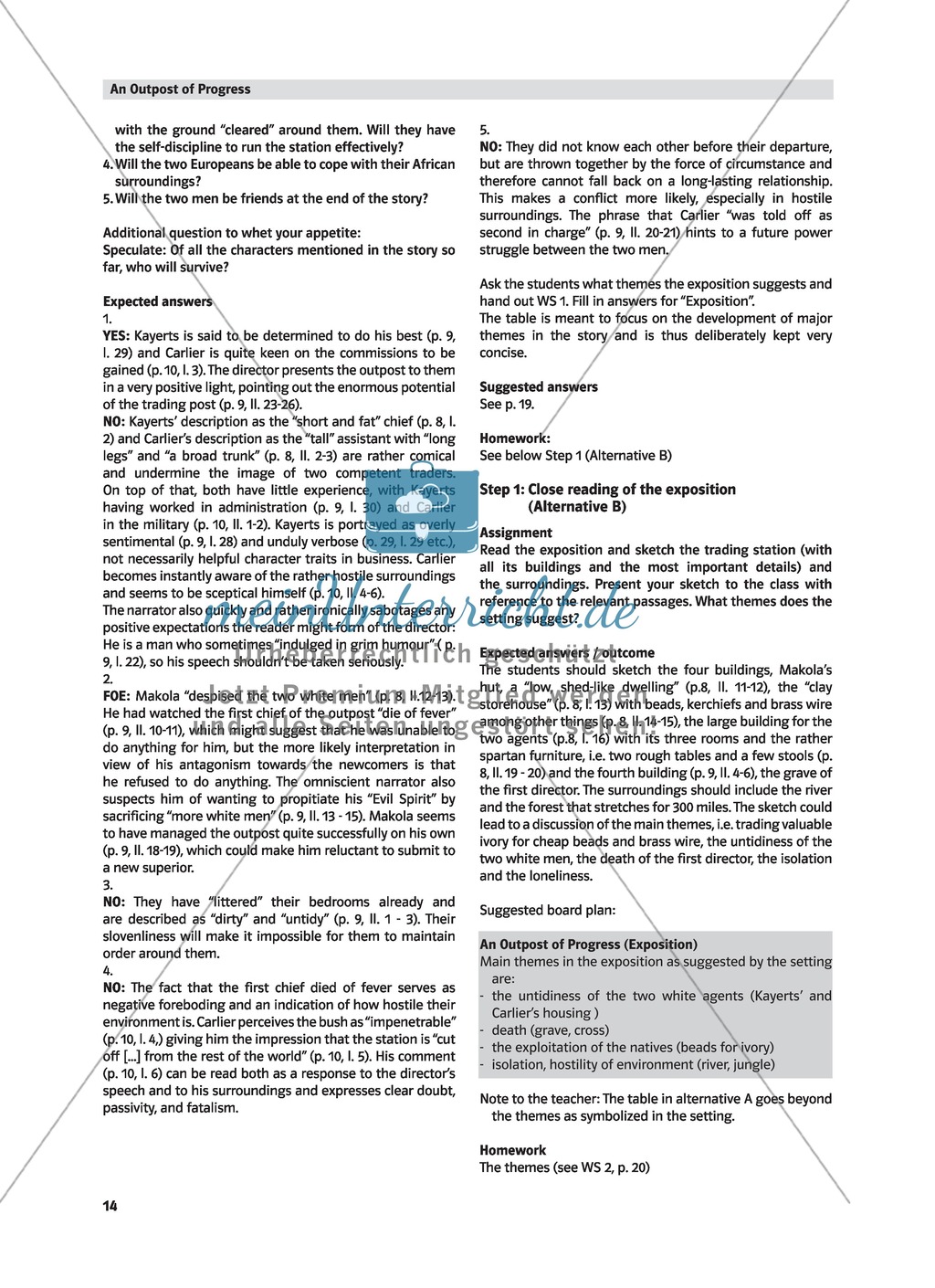 Caught between Cultures - Pre-Reading activity and analysis of the exposition of