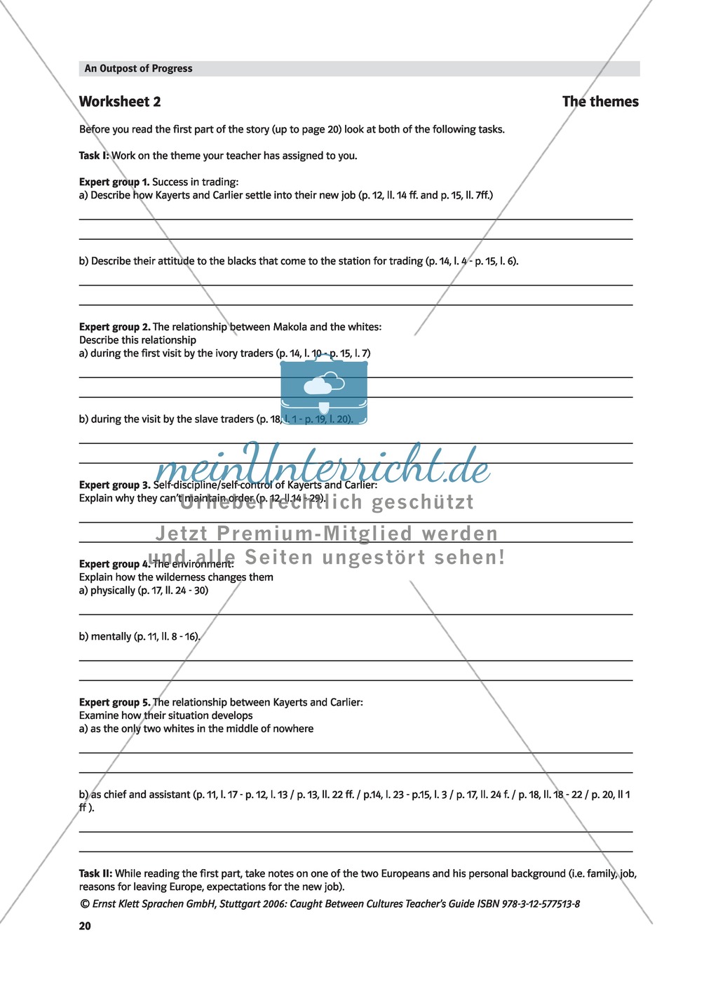 Caught between Cultures - Pre-Reading activity and analysis of the exposition of