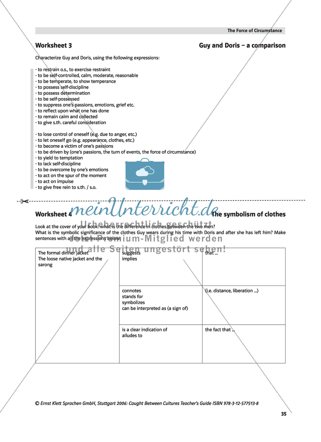 Caught between Cultures - Pre-reading activity and analysis of the plot of