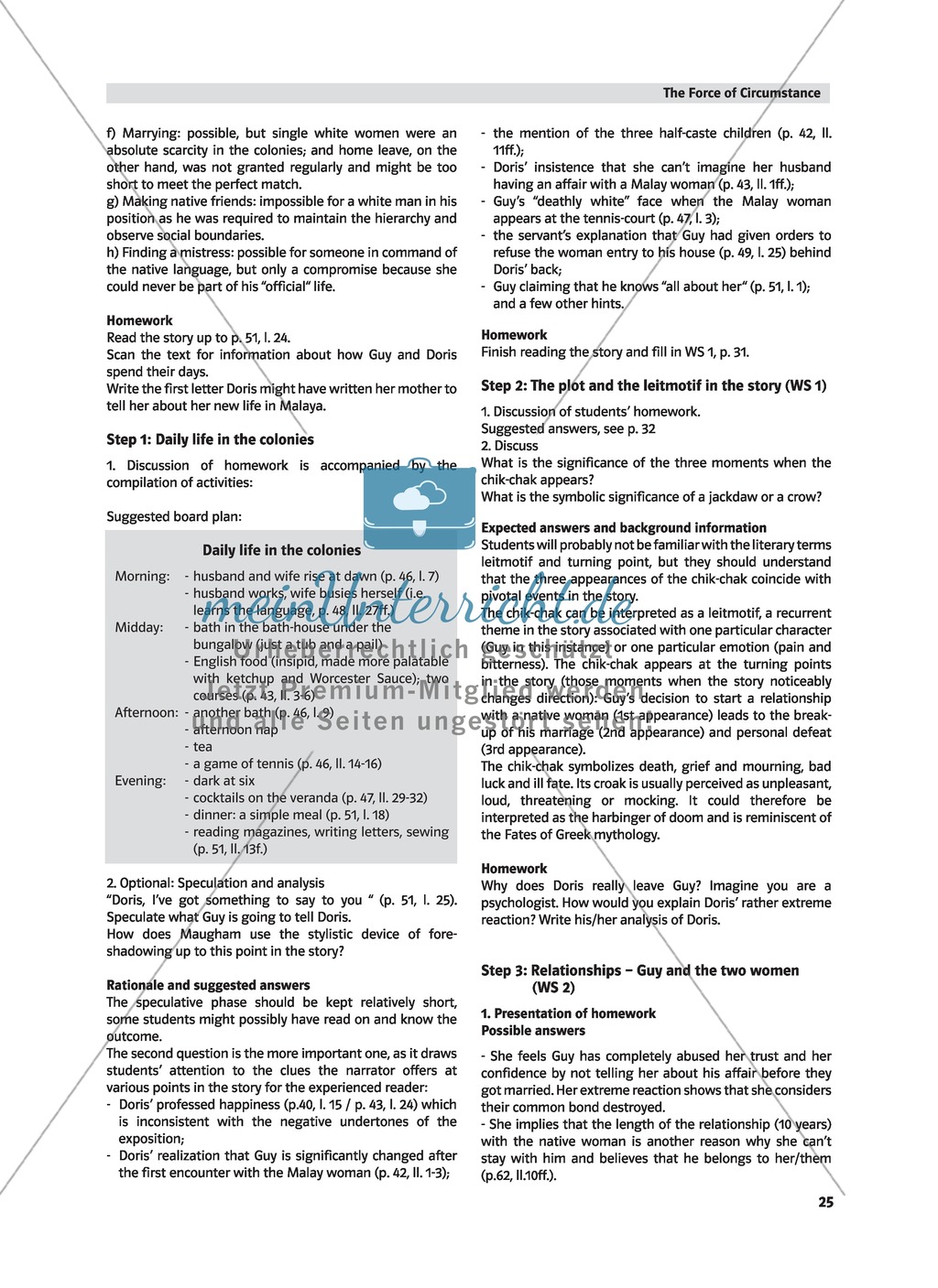 Caught between Cultures - Pre-reading activity and analysis of the plot of