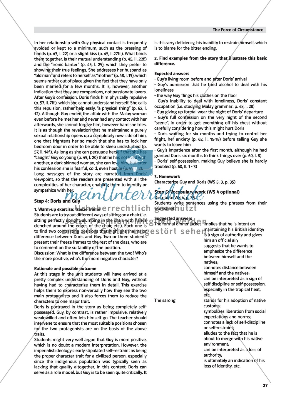 Caught between Cultures - Pre-reading activity and analysis of the plot of