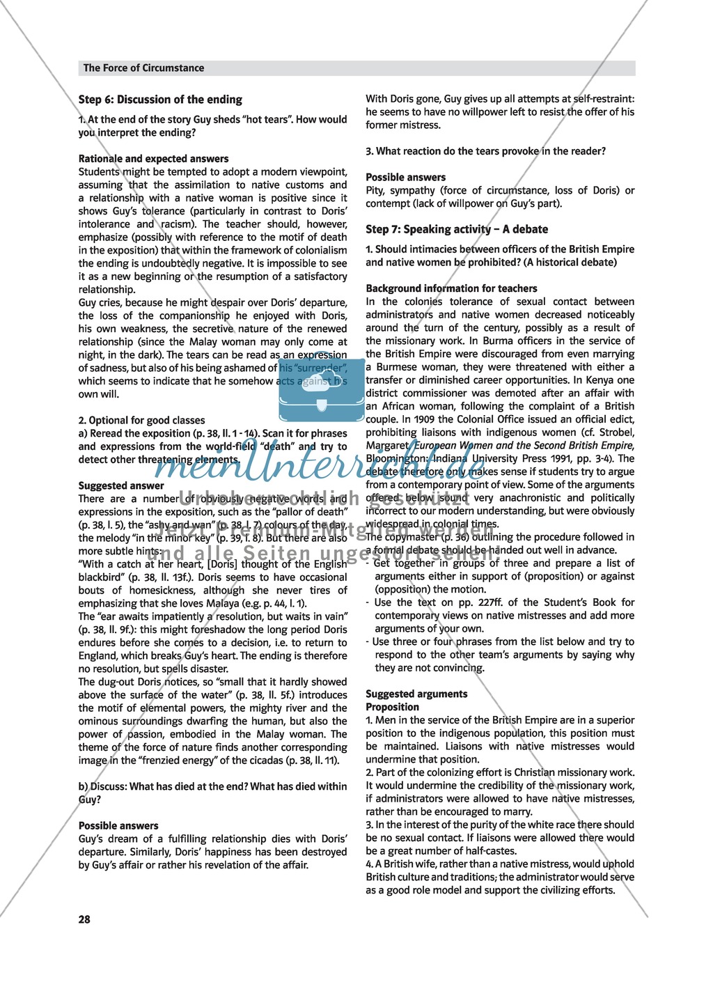 Caught between Cultures - Pre-reading activity and analysis of the plot of