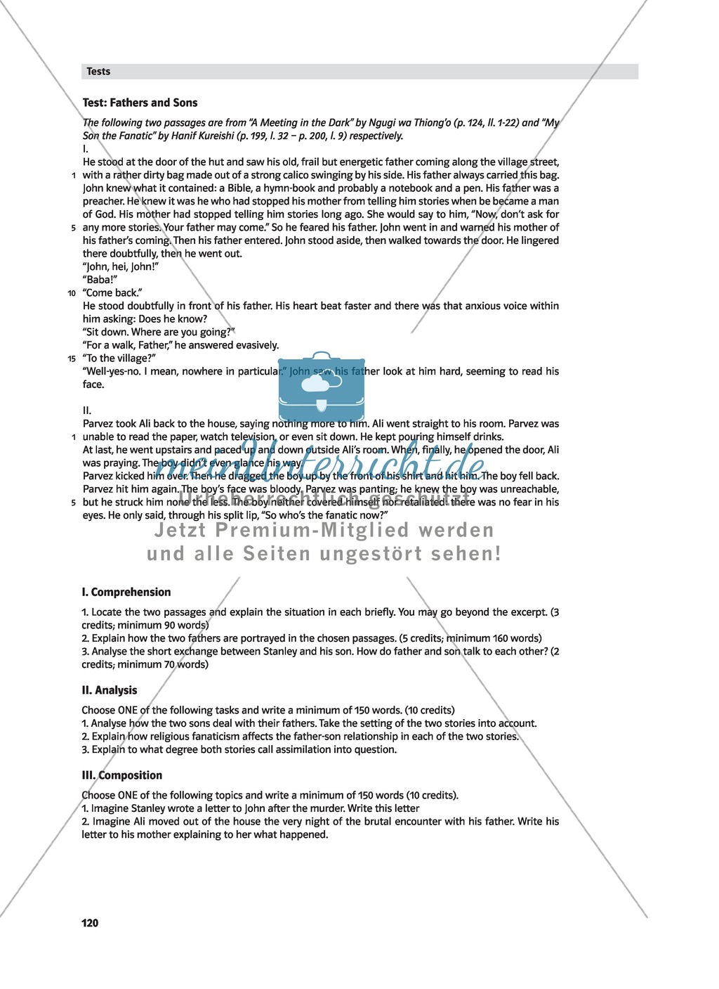 Caught between Cultures - Tests for Comprehension, Analysis andComposition and Suggestions for projects or presentations Preview 1