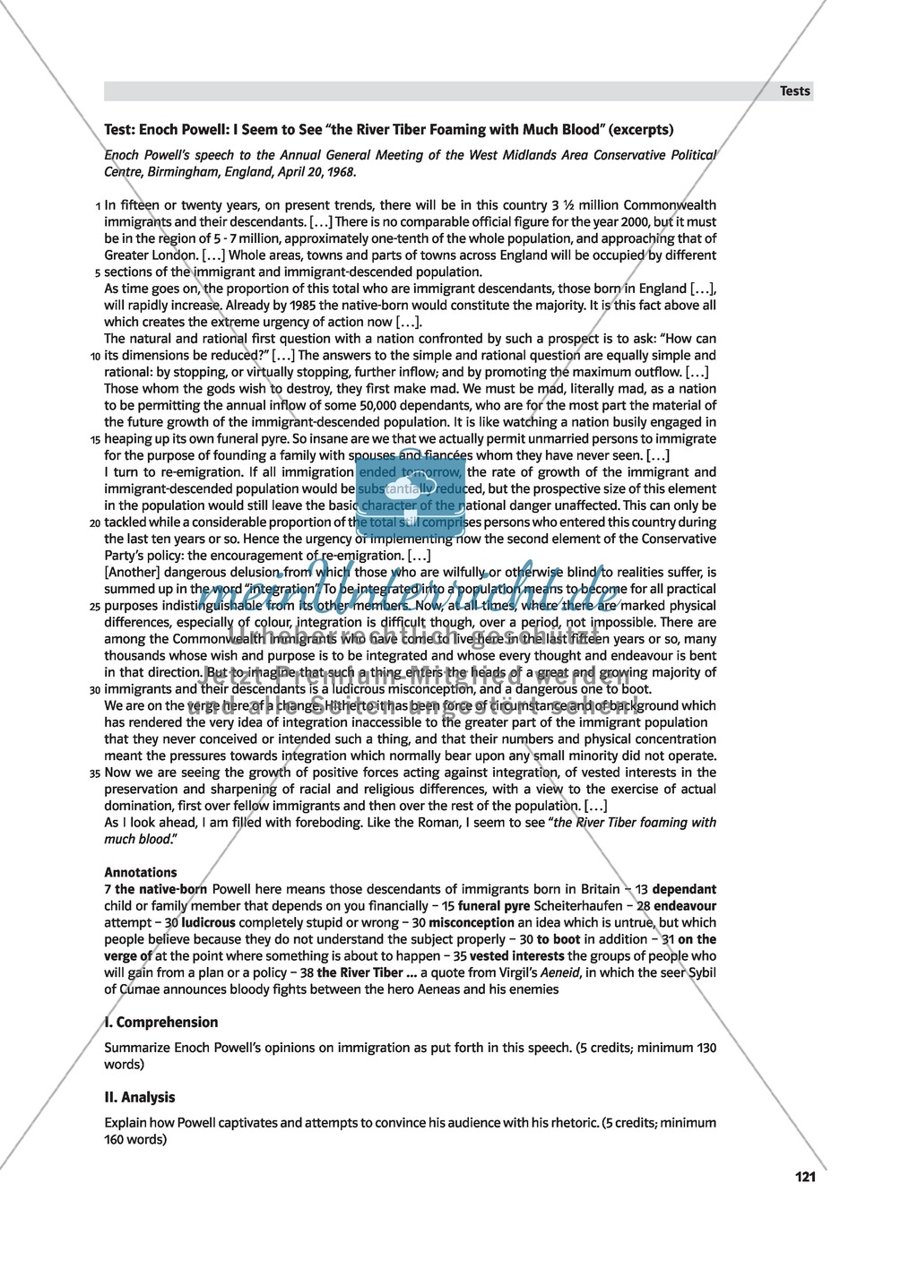 Caught between Cultures - Tests for Comprehension, Analysis andComposition and Suggestions for projects or presentations Preview 2