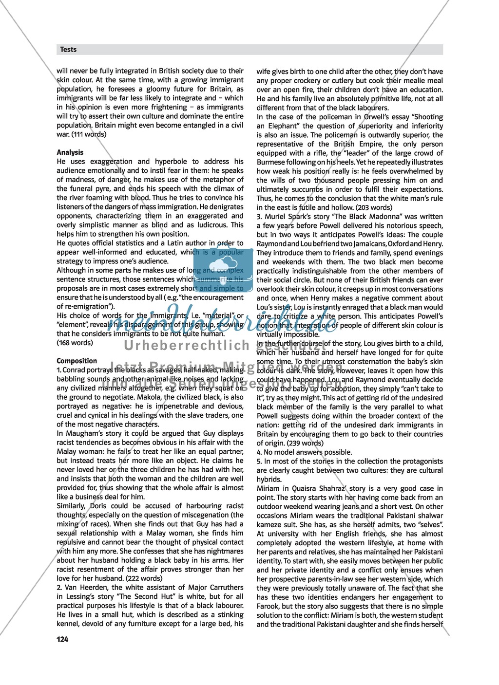 Caught between Cultures - Tests for Comprehension, Analysis andComposition and Suggestions for projects or presentations Preview 5