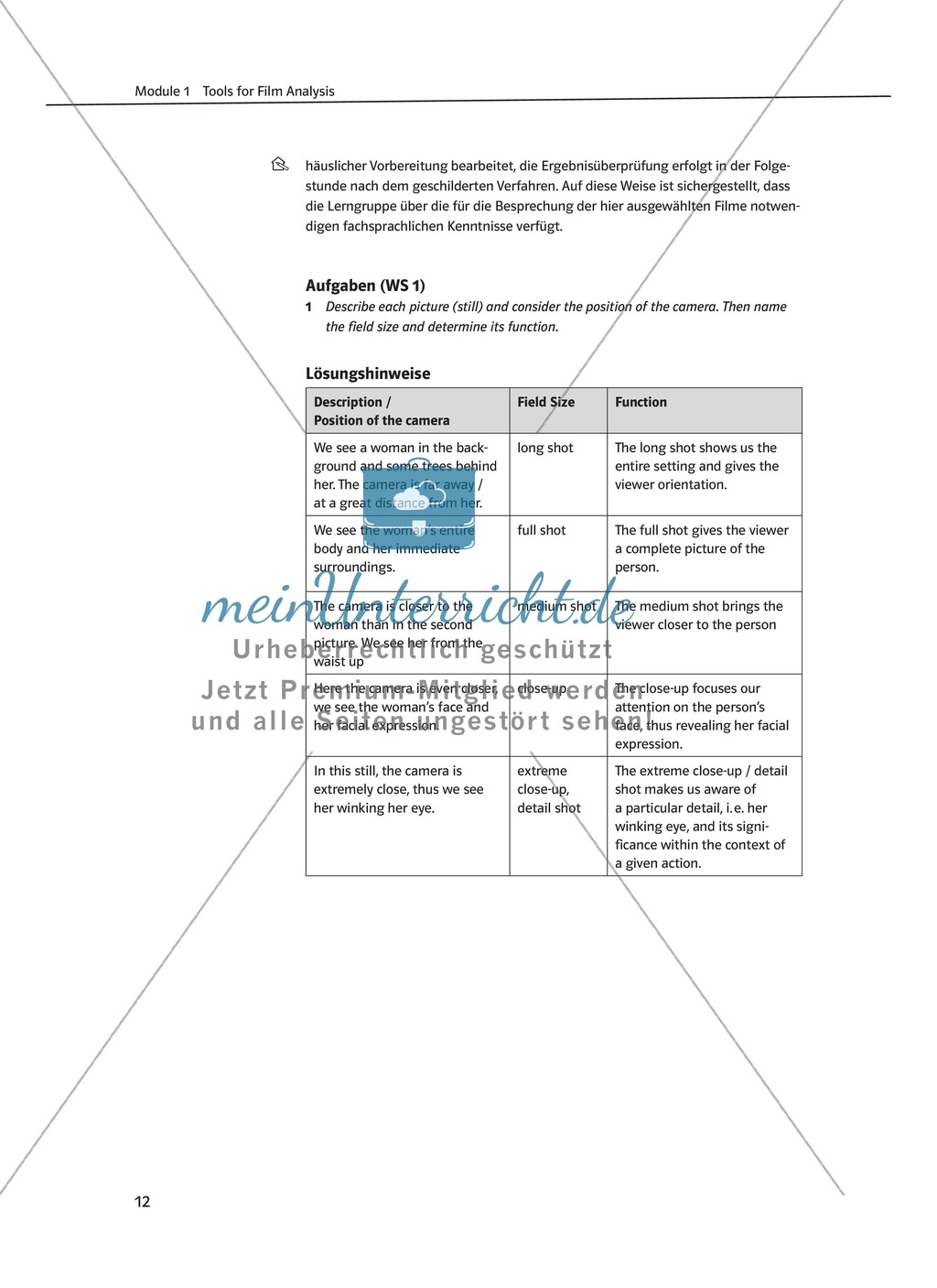 Tools for Film Analysis - fachsprachliche und methodische Mittel zum Thema Kameraeinstellungen Preview 2