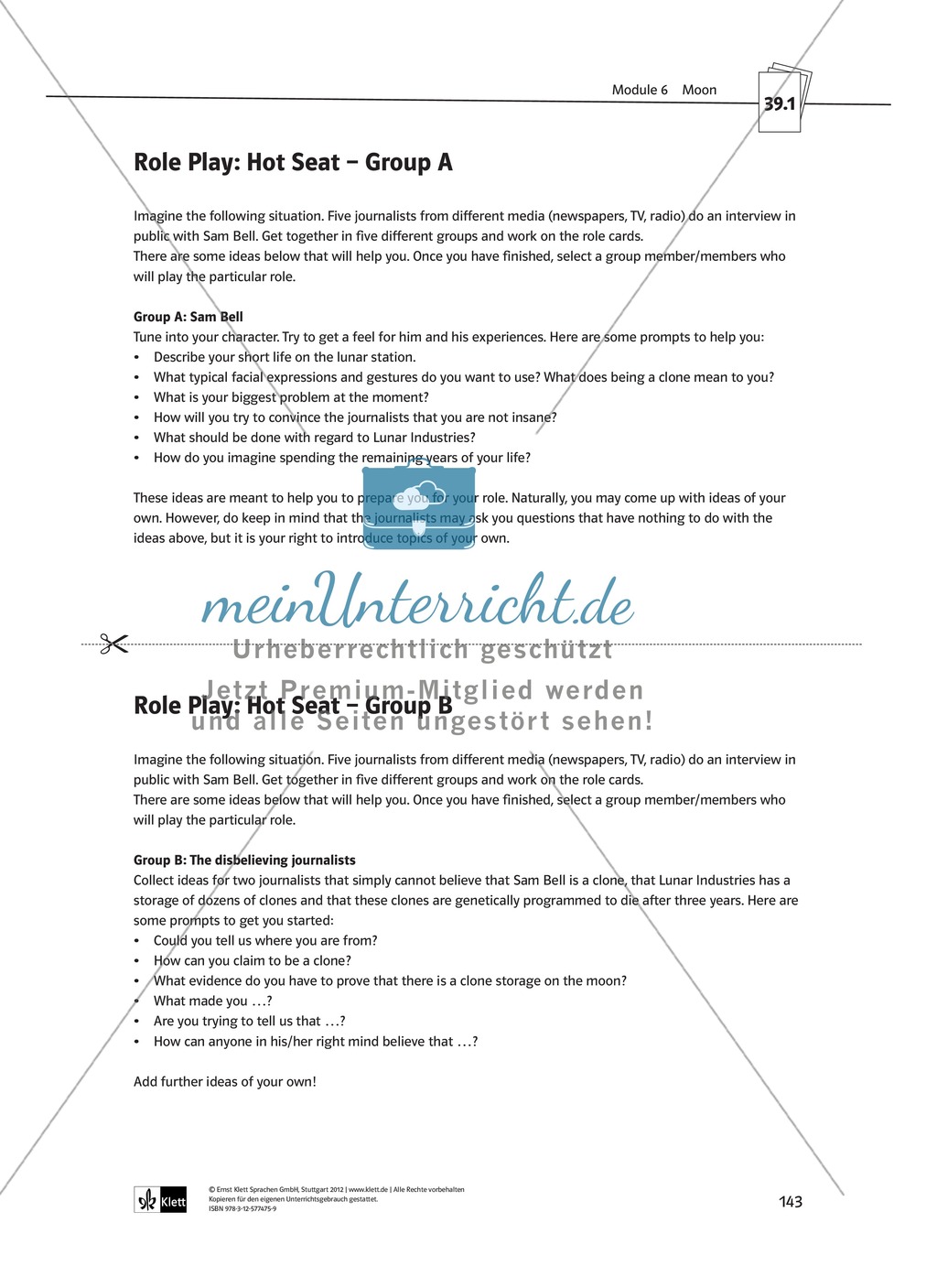 Moon - Post-Viewing activites: Ethische Fragestellung zum Thema