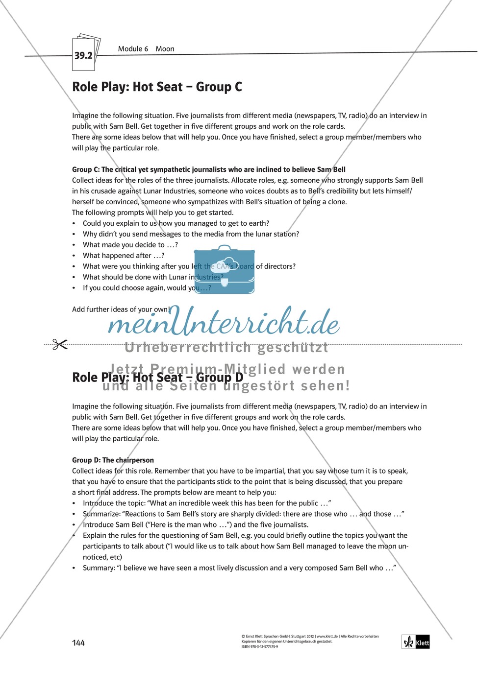 Moon - Post-Viewing activites: Ethische Fragestellung zum Thema