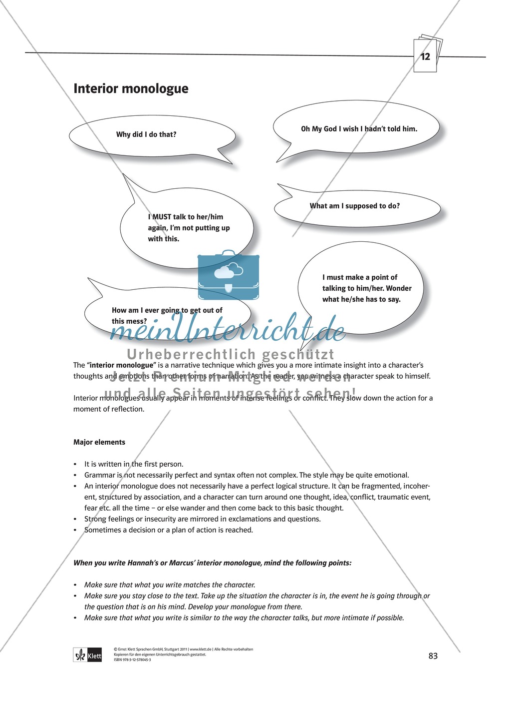 Pre-reading activities: Einstieg in die Lektüre + Lernziele + Methoden + Aufgaben + Kopiervorlagen + Klausurvorschläge + Lösungen Preview 27