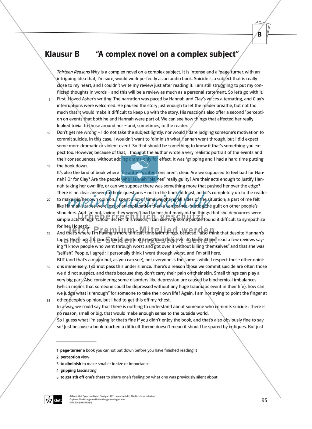 Pre-reading activities: Einstieg in die Lektüre + Lernziele + Methoden + Aufgaben + Kopiervorlagen + Klausurvorschläge + Lösungen Preview 39
