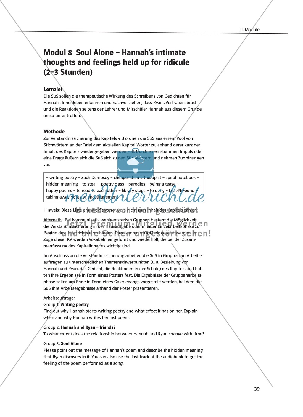 While-Reading Activities: Lernziele + Methoden + Aufgaben + Kopiervorlagen + Klausurvorschläge + Lösungen Preview 20
