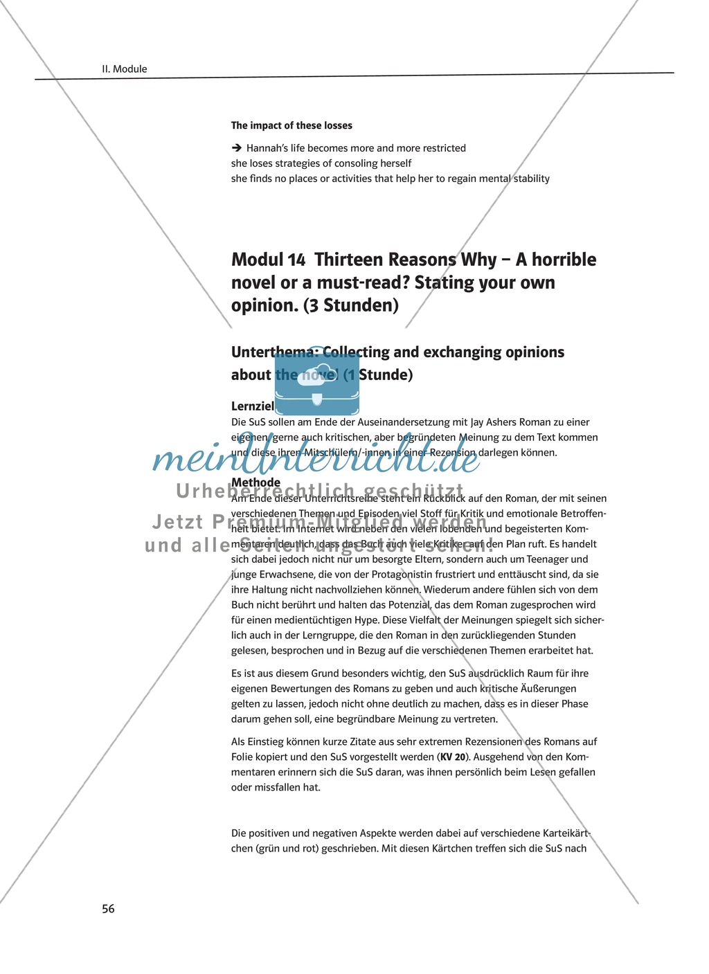 Post-reading activities: Lernziele + Methoden + Aufgaben + Kopiervorlagen + Lösungen Preview 4