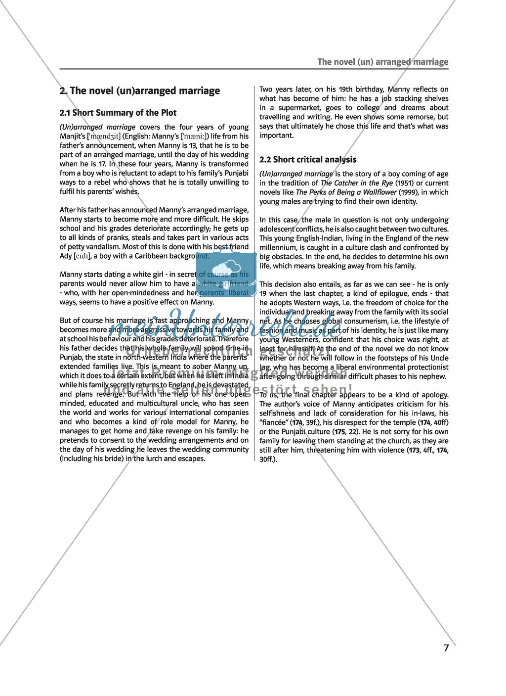 (Un)arranged marriage - Short summary and critic analysis - overview of topics and chapters in the novel Preview 1