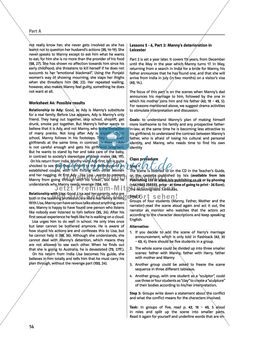 (Un)arranged marriage - While-reading activites: Lesson 2 to 12 - Manny and his family and friends, arranged marriages and Manny's development in India Preview 3