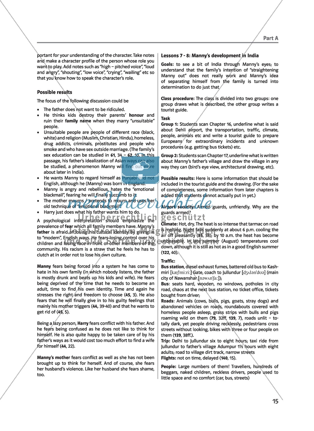 (Un)arranged marriage - While-reading activites: Lesson 2 to 12 - Manny and his family and friends, arranged marriages and Manny's development in India Preview 4