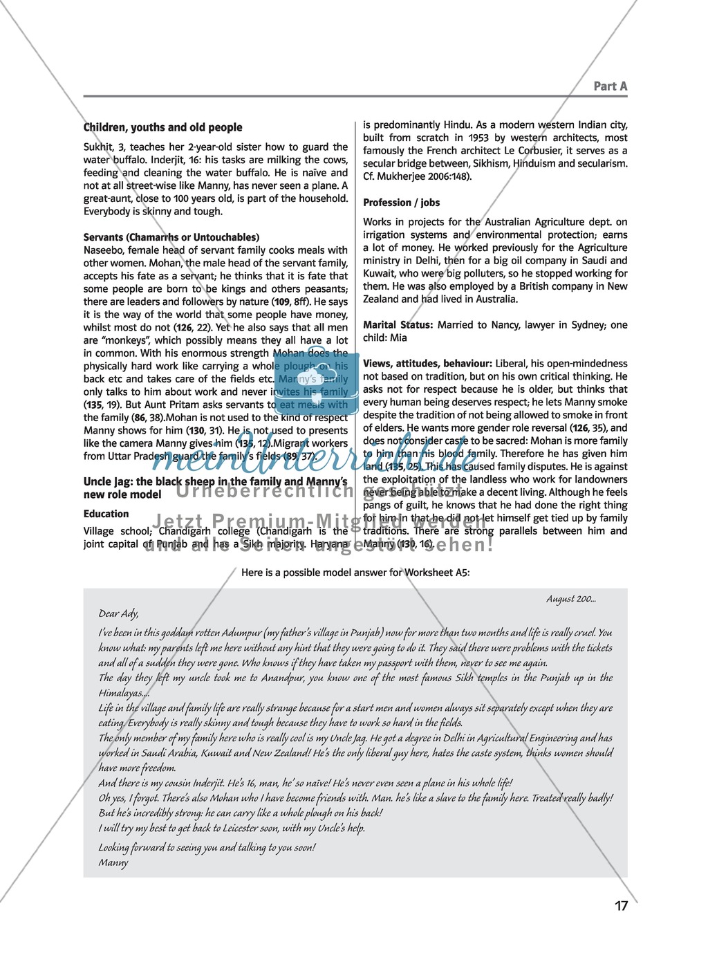 (Un)arranged marriage - While-reading activites: Lesson 2 to 12 - Manny and his family and friends, arranged marriages and Manny's development in India Preview 6