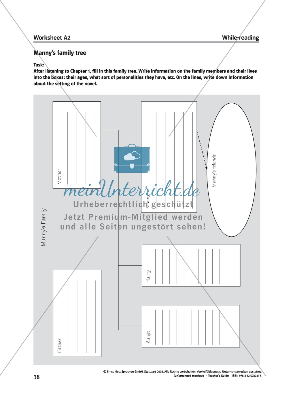(Un)arranged marriage - While-reading activites: Lesson 2 to 12 - Manny and his family and friends, arranged marriages and Manny's development in India Preview 8