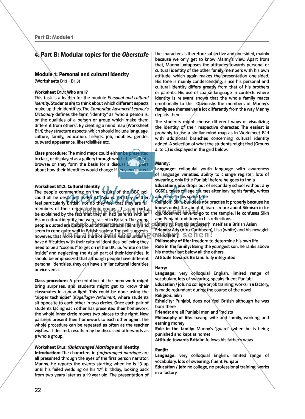 (Un)arranged marriage - Themen für die Oberstufe: Personal and cultural identity in general and in reference to the novel Preview 1