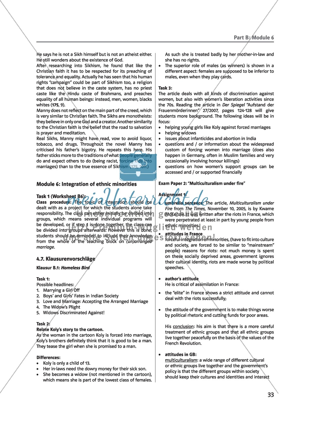 (Un)arranged marriage - Themen für die Oberstufe: Integration of ethnic minorities Preview 1