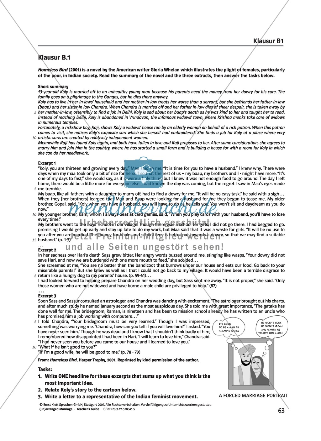 (Un)arranged marriage - Klausurvorschläge: Excerpt from