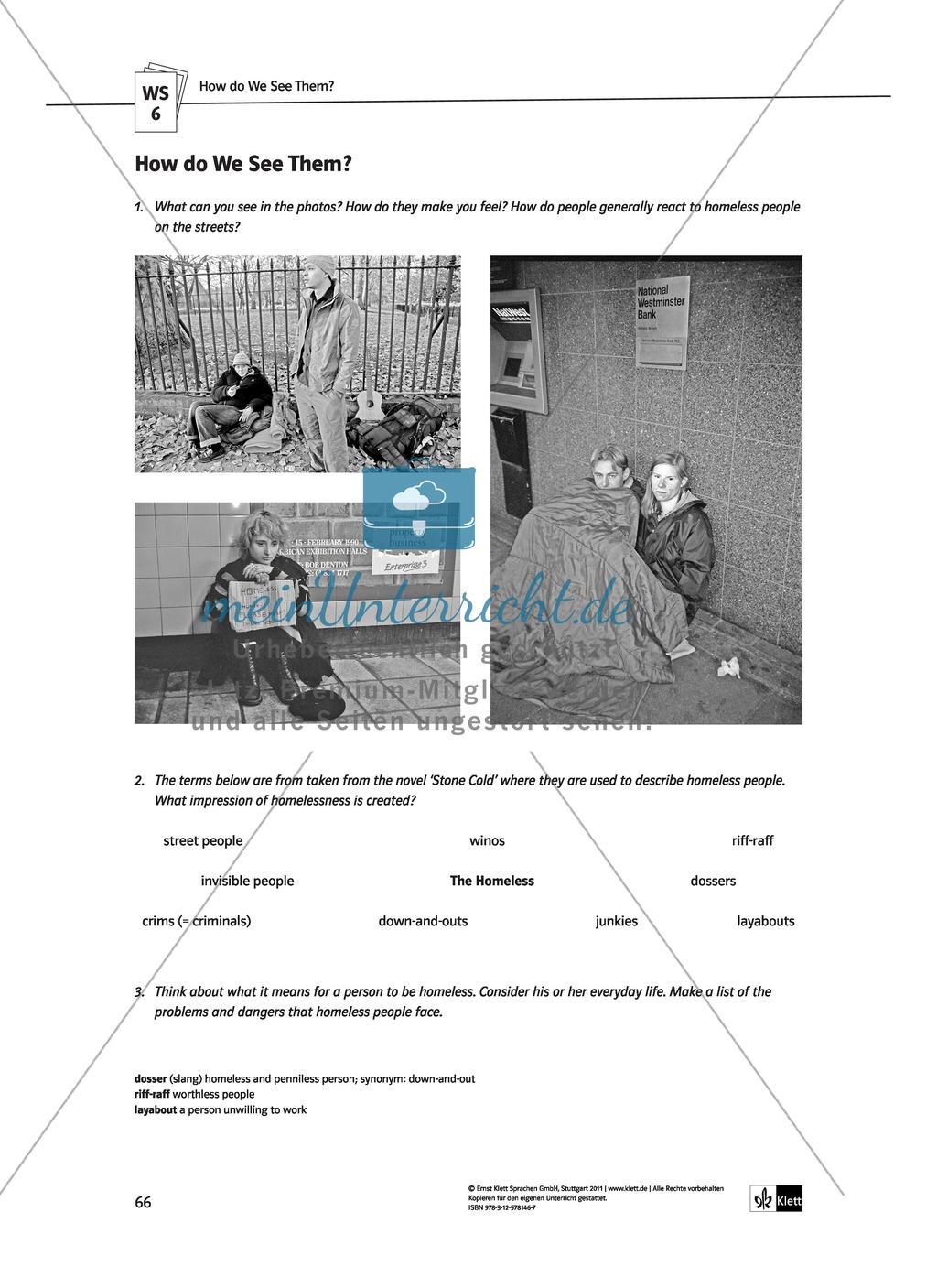 Robert Swindell's "Stone Cold": Getting into the novel by speculating about the content and dealing with the problem of homelessness, worksheets with solutions, tasks and didactic advice Preview 10