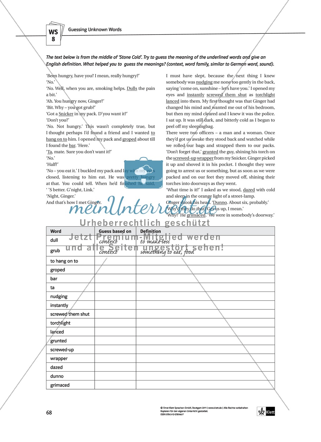 Robert Swindell's "Stone Cold": Getting into the novel by speculating about the content and dealing with the problem of homelessness, worksheets with solutions, tasks and didactic advice Preview 12