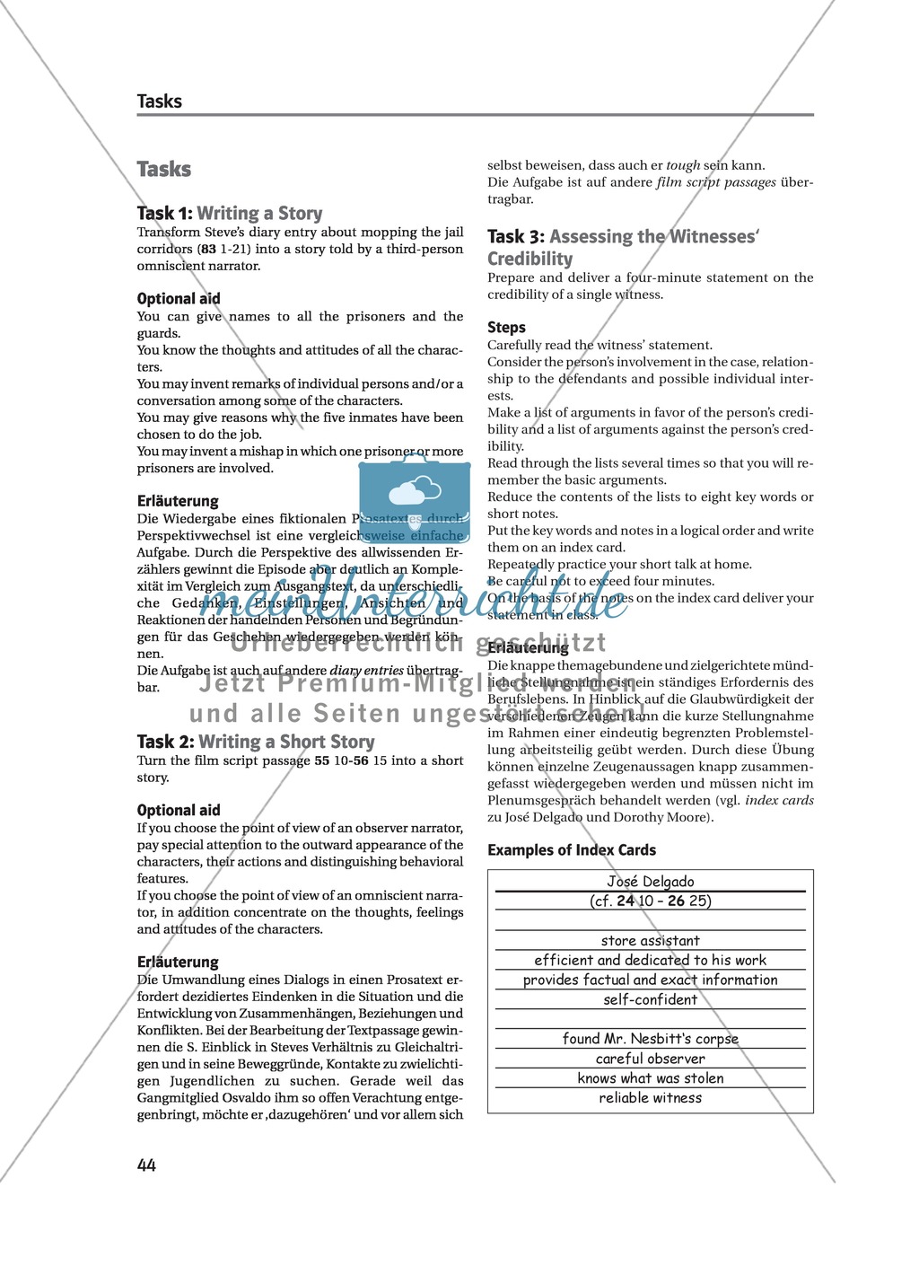 Prozessgeschichte/ Roman "Monster" im Englischunterricht: Task Writing a Story Preview 1