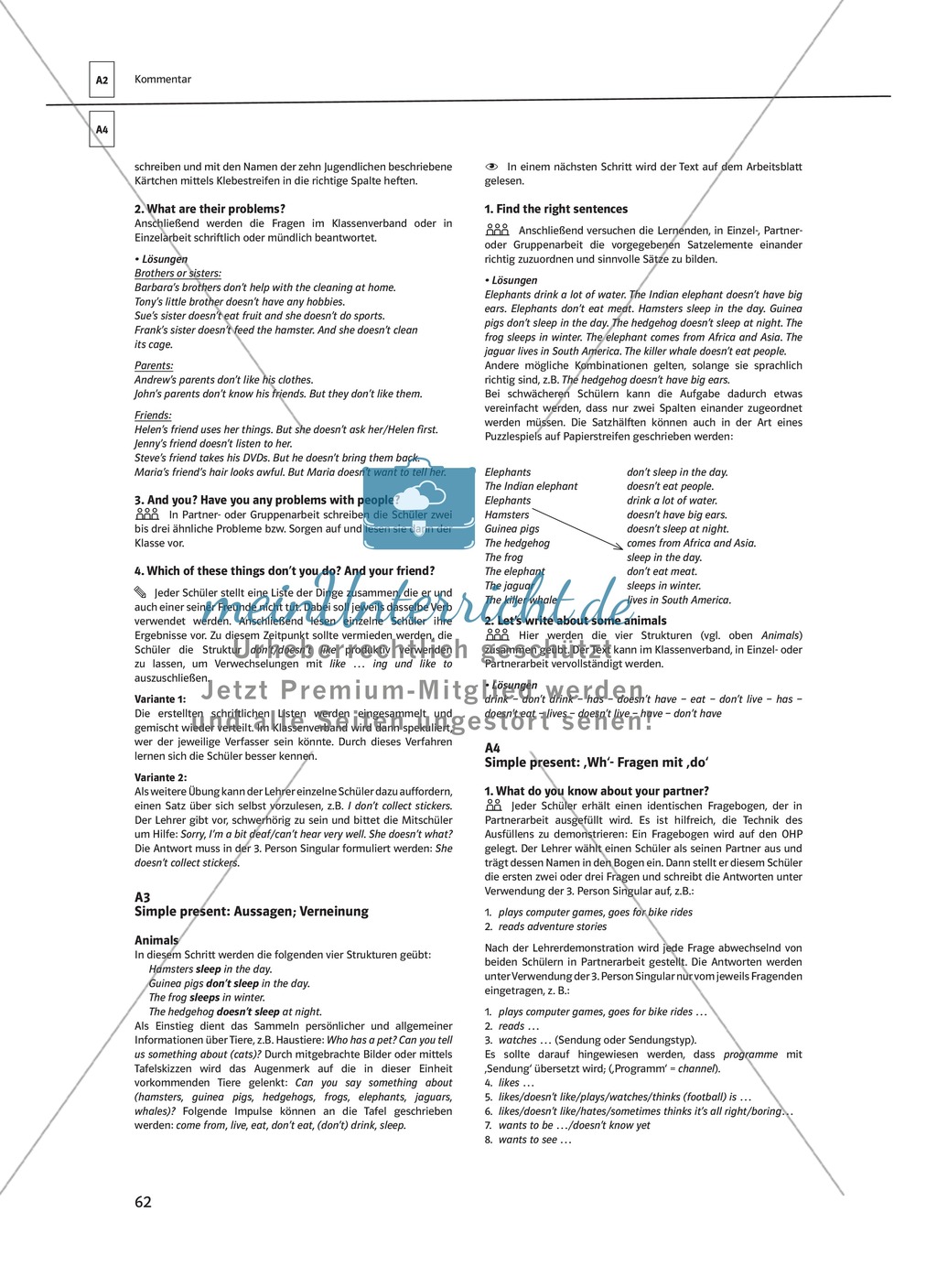 Arbeitsblätter für einen kommunikativen Grammatikunterricht: Simple Present Preview 14