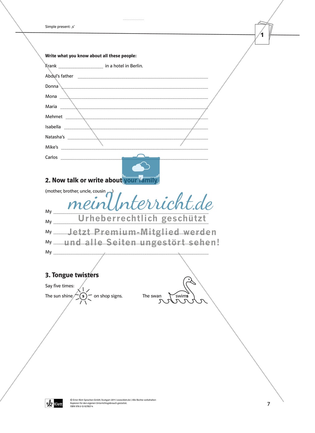 Arbeitsblätter für einen kommunikativen Grammatikunterricht: Simple Present Preview 2