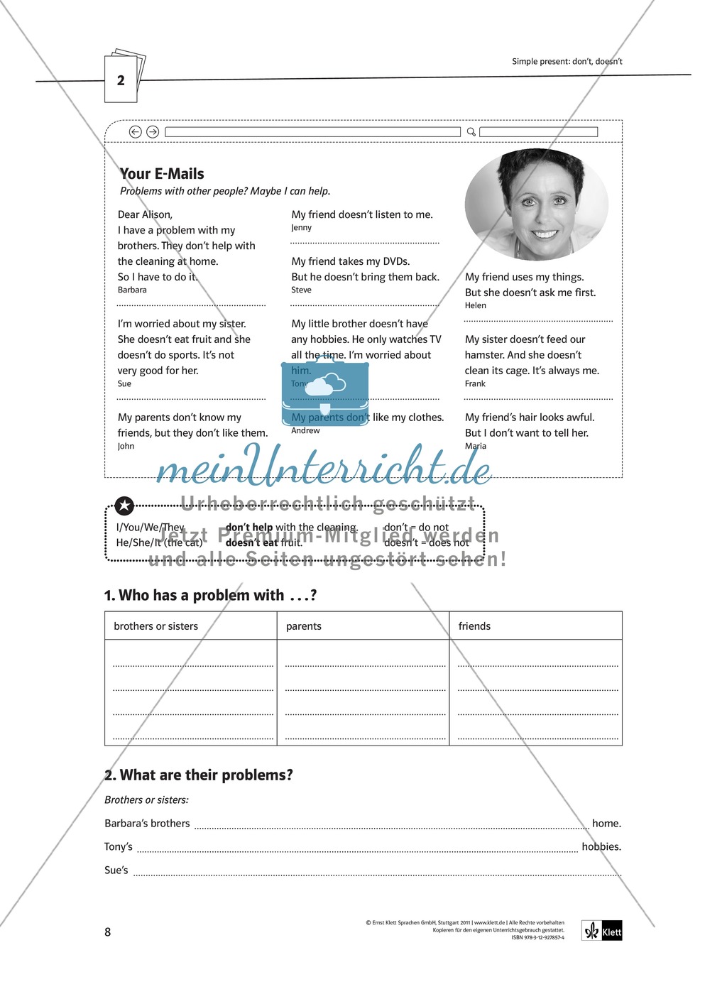 Arbeitsblätter für einen kommunikativen Grammatikunterricht: Simple Present Preview 3