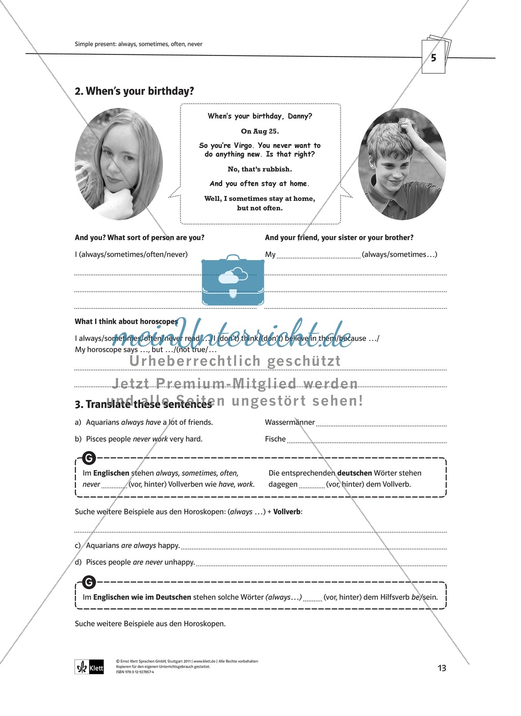 Arbeitsblätter für einen kommunikativen Grammatikunterricht: Simple Present Preview 8