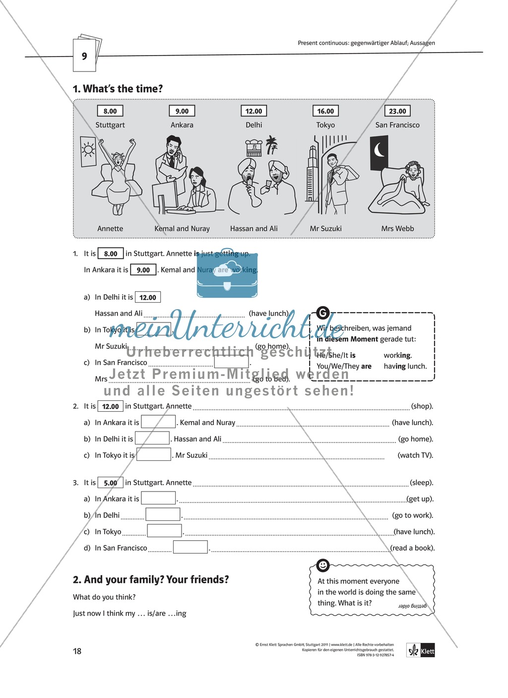 Arbeitsblätter für einen kommunikativen Grammatikunterricht: Present continuous Preview 1