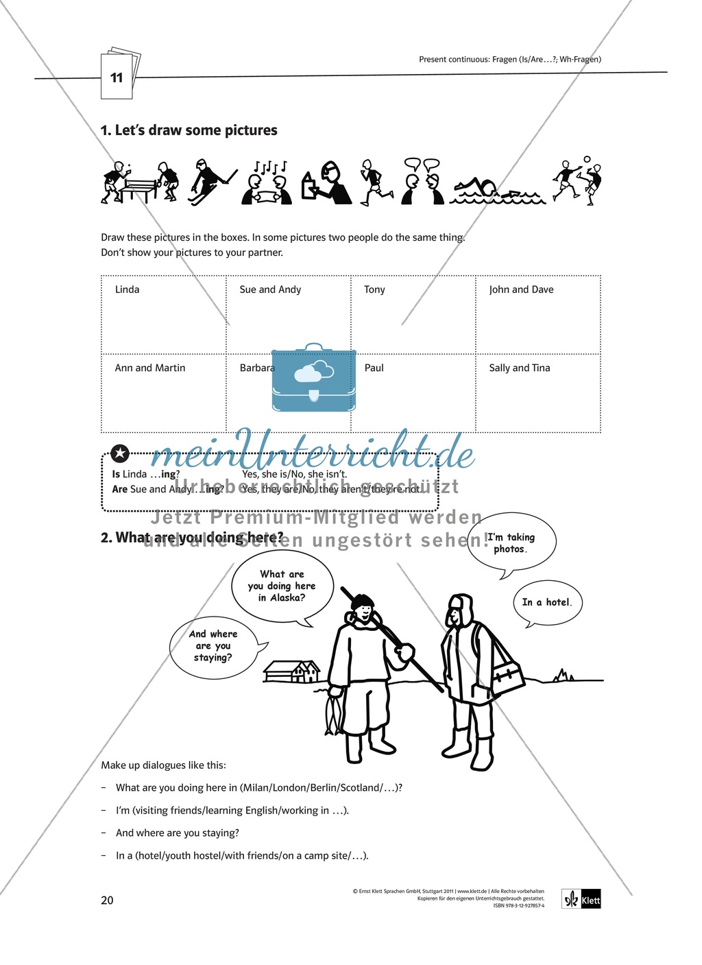 Arbeitsblätter für einen kommunikativen Grammatikunterricht: Present continuous Preview 3