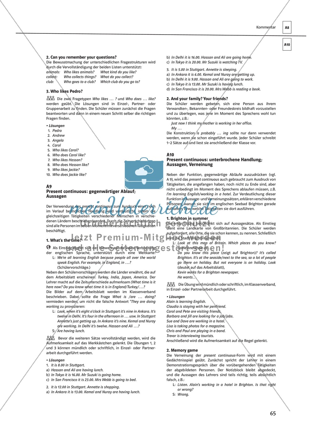 Arbeitsblätter für einen kommunikativen Grammatikunterricht: Present continuous Preview 7