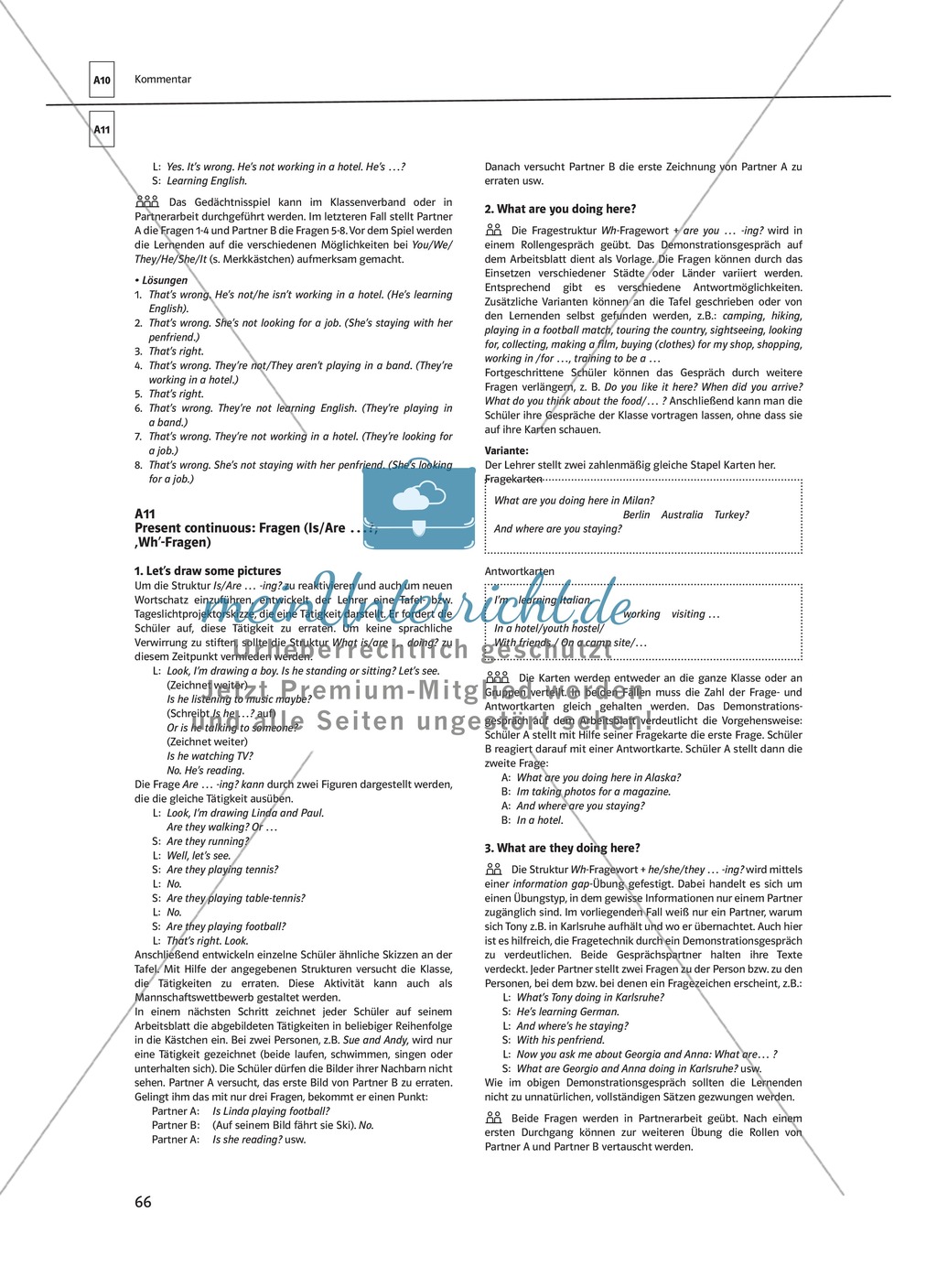Arbeitsblätter für einen kommunikativen Grammatikunterricht: Present continuous Preview 8