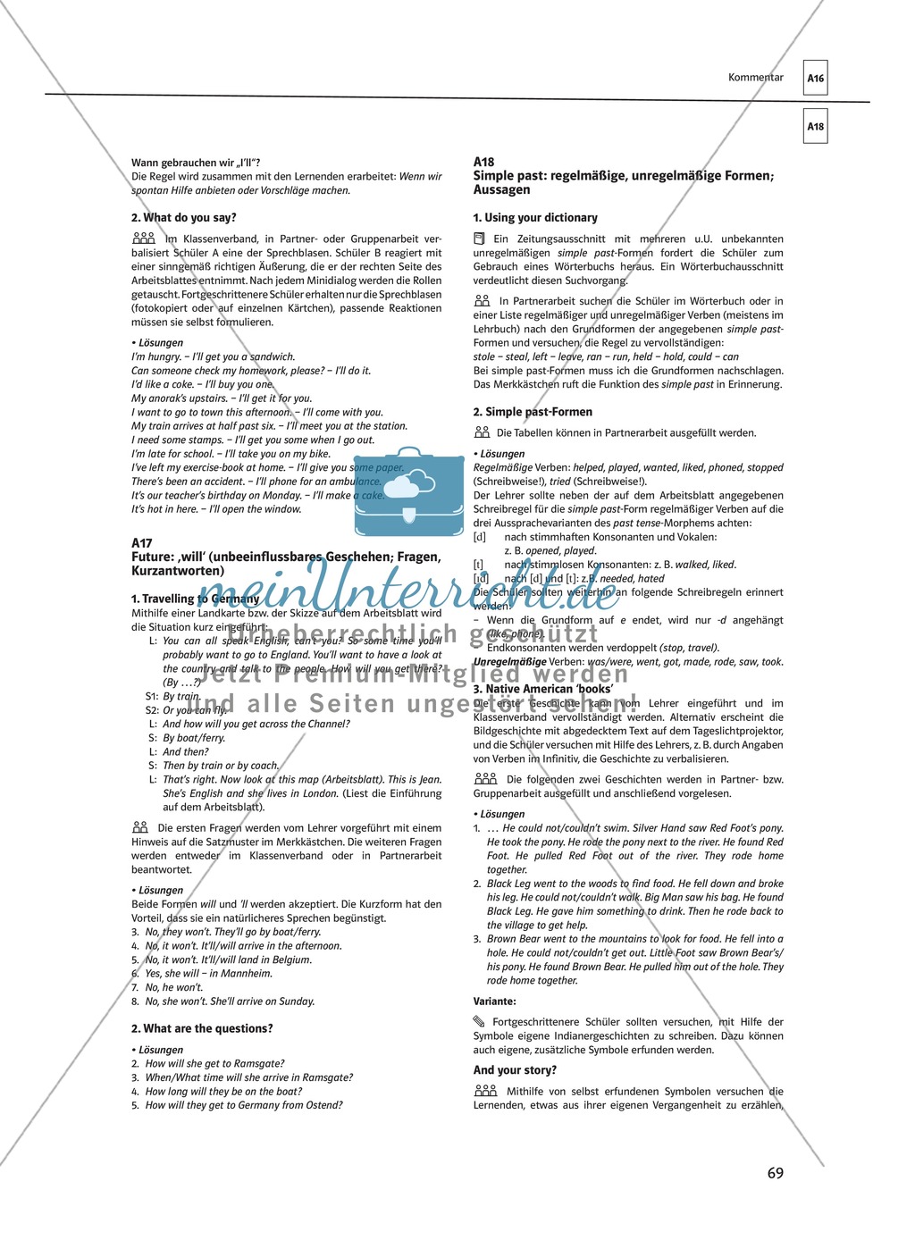 Arbeitsblätter für einen kommunikativen Grammatikunterricht: Future Preview 9