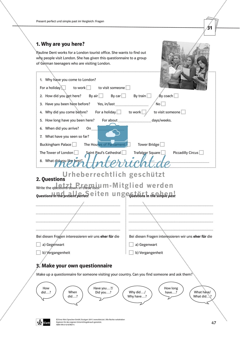 Arbeitsblätter für einen kommunikativen Grammatikunterricht: Present perfect Preview 12